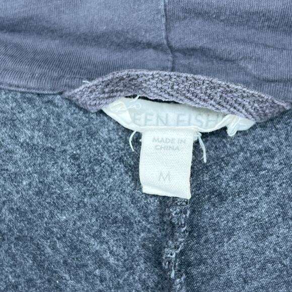 EILEEN FISHER Jacket M Stretch Organic Cotton Hoodie Full Zip Asymmetric Gray - Picture 5 of 15